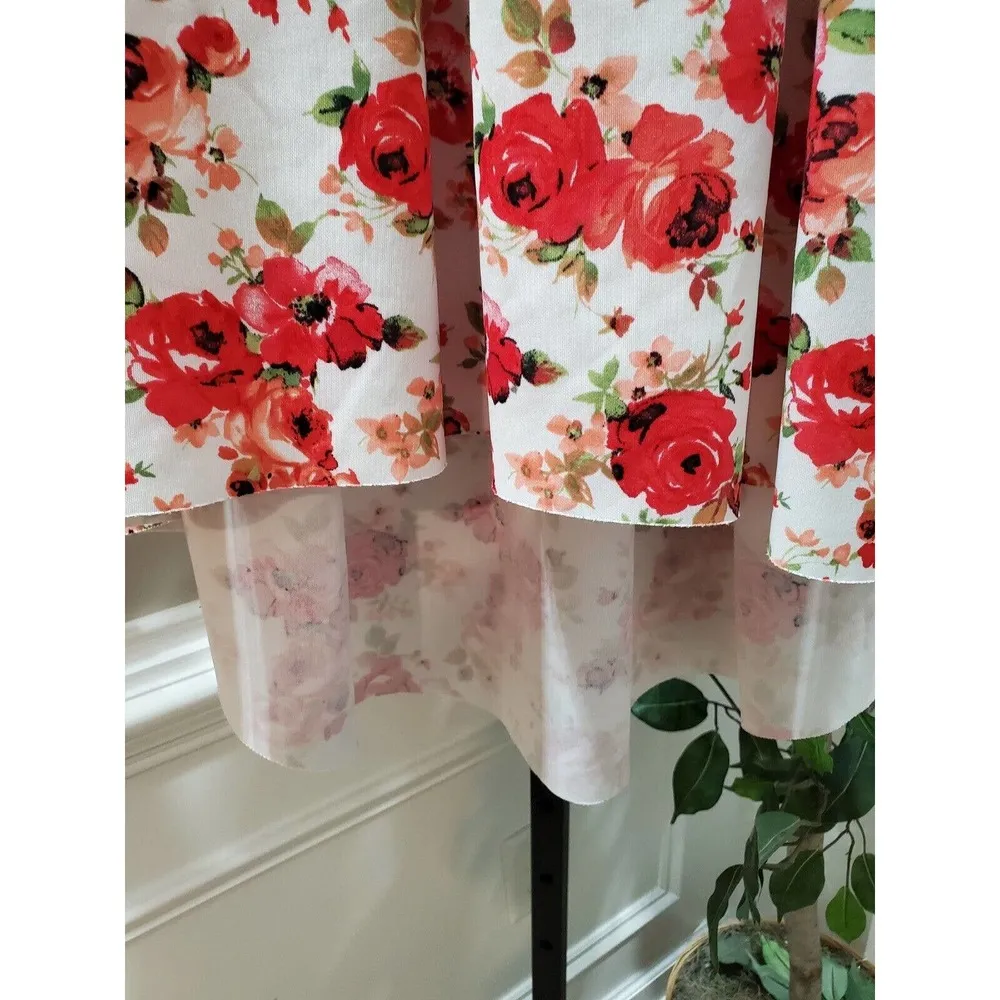 Touch Me Women's White Floral Polyester A-Line Casual Knee Length Skirt Size S - Image 5