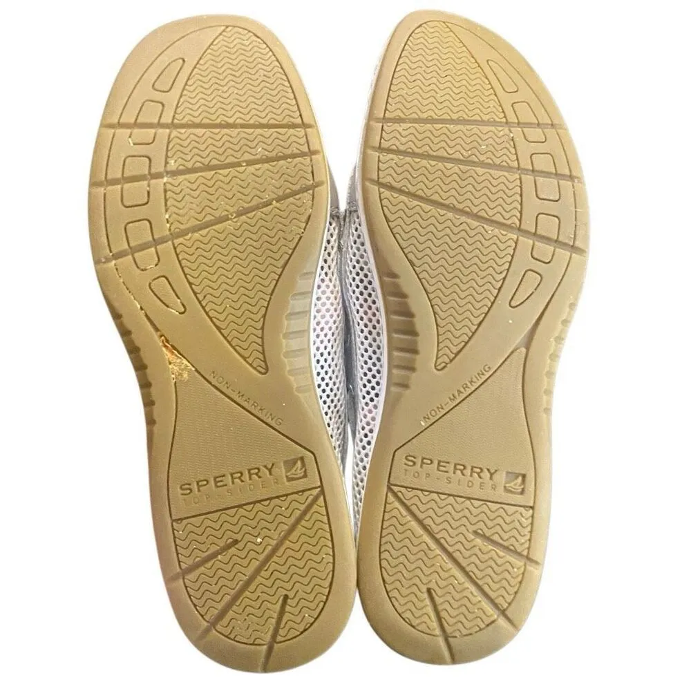Sperry Sliders leather size 8M flats gray and white - Image 5