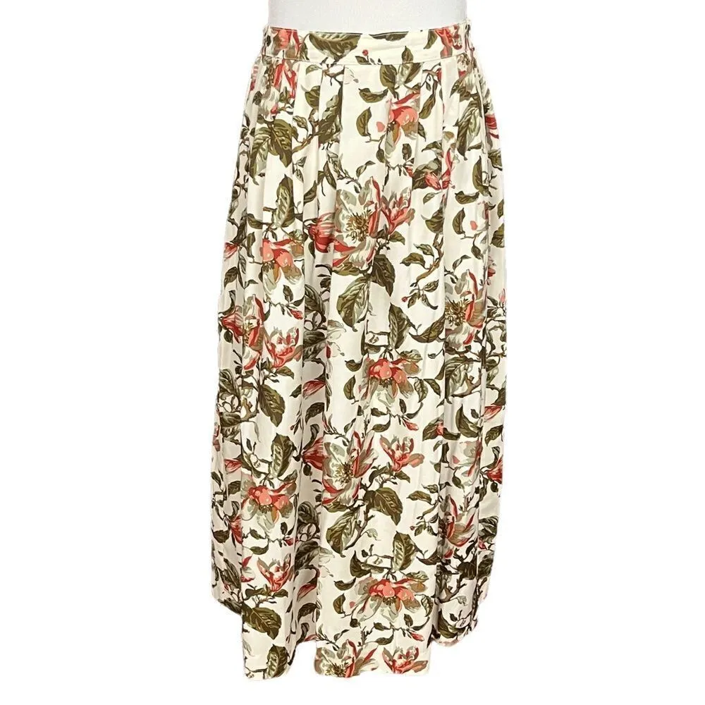 Vintage 80’s/ 90’s Handmade Skirt Set Autumn Floral Print S Green - Image 3