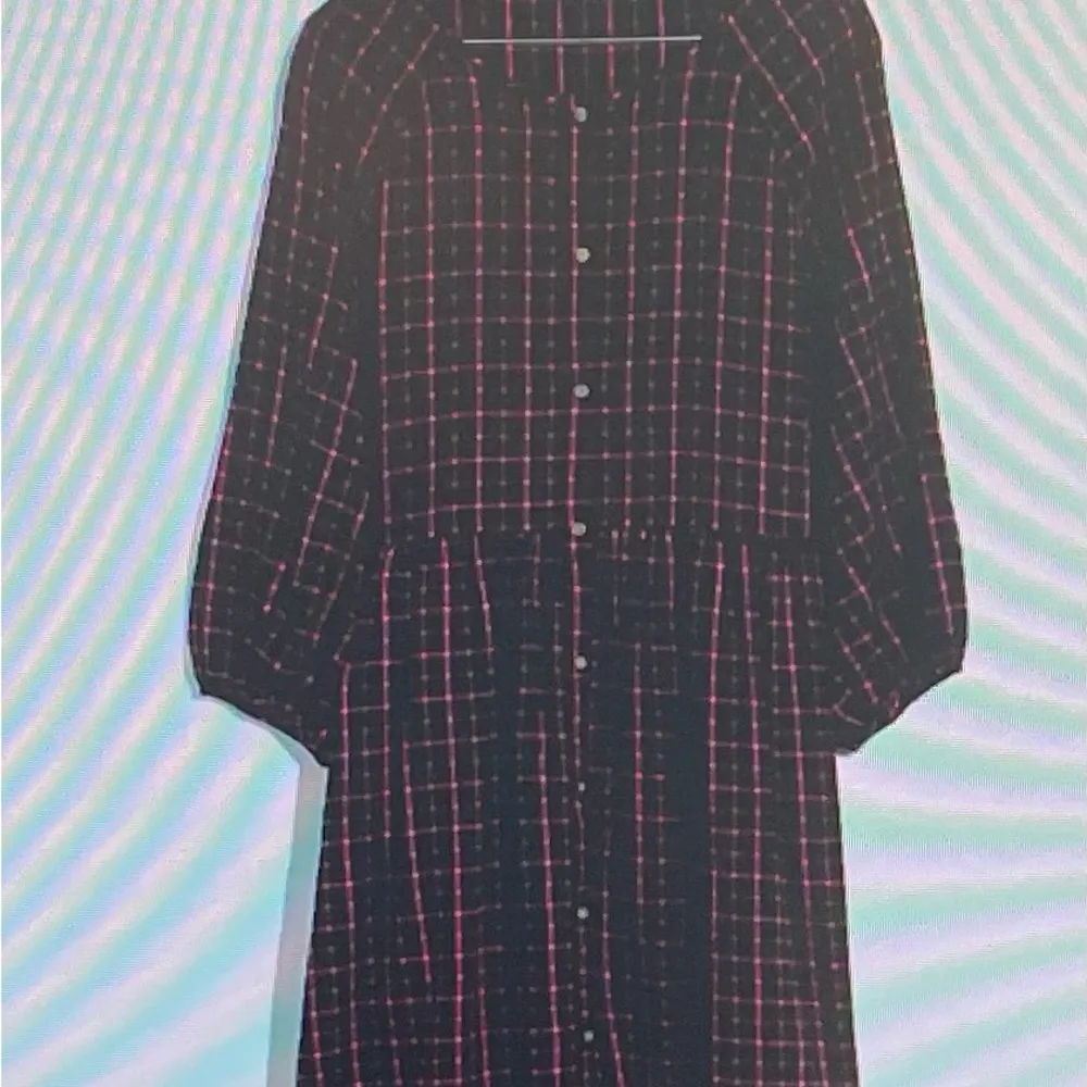 Madewell plaid flannel pink black raglan button front shirt dress w/pockets 0 - Image 4