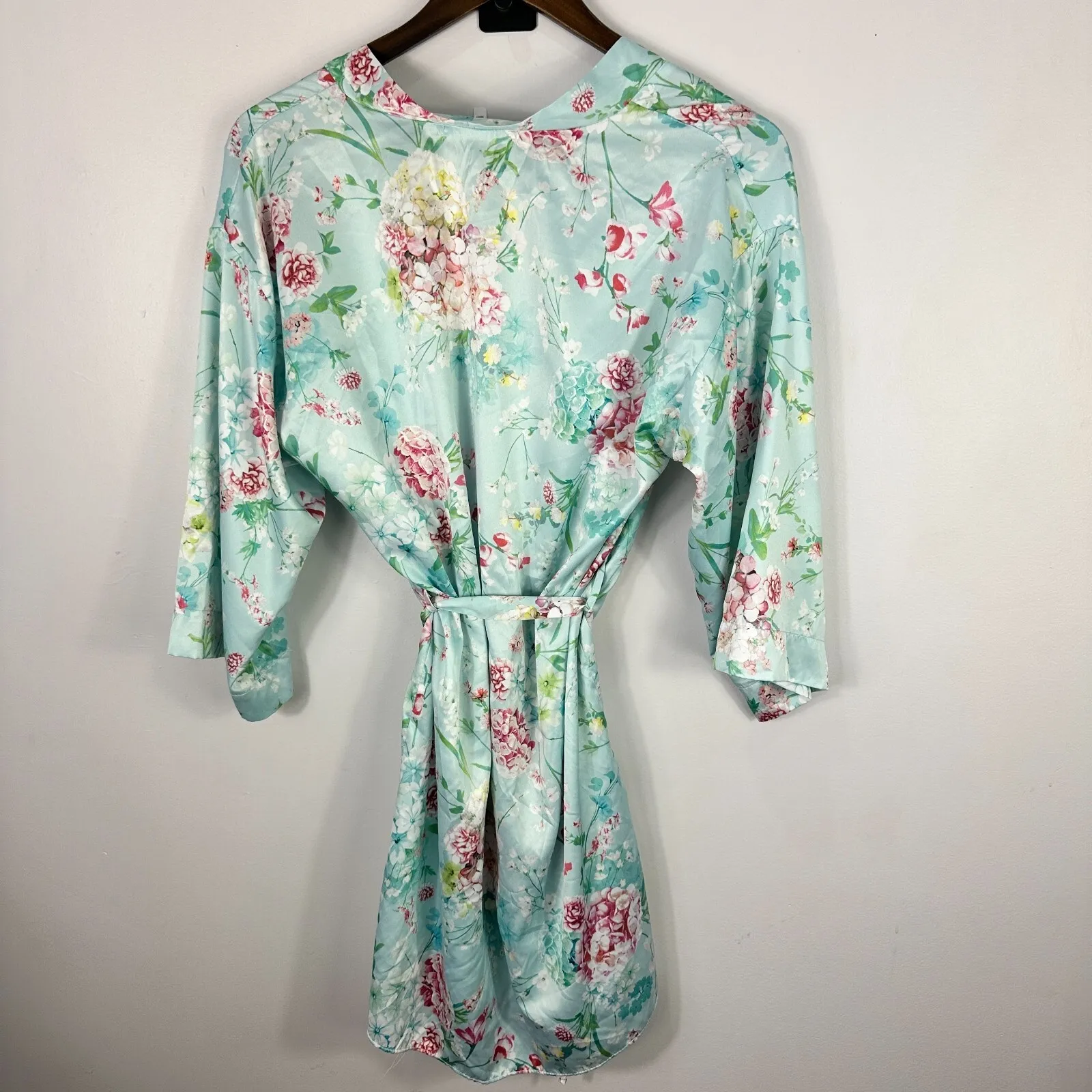 Flora Nikrooz Robe Women XS/S Satin Floral Lounge Wrap Romantic‎ Coquette Fairy - Image 6