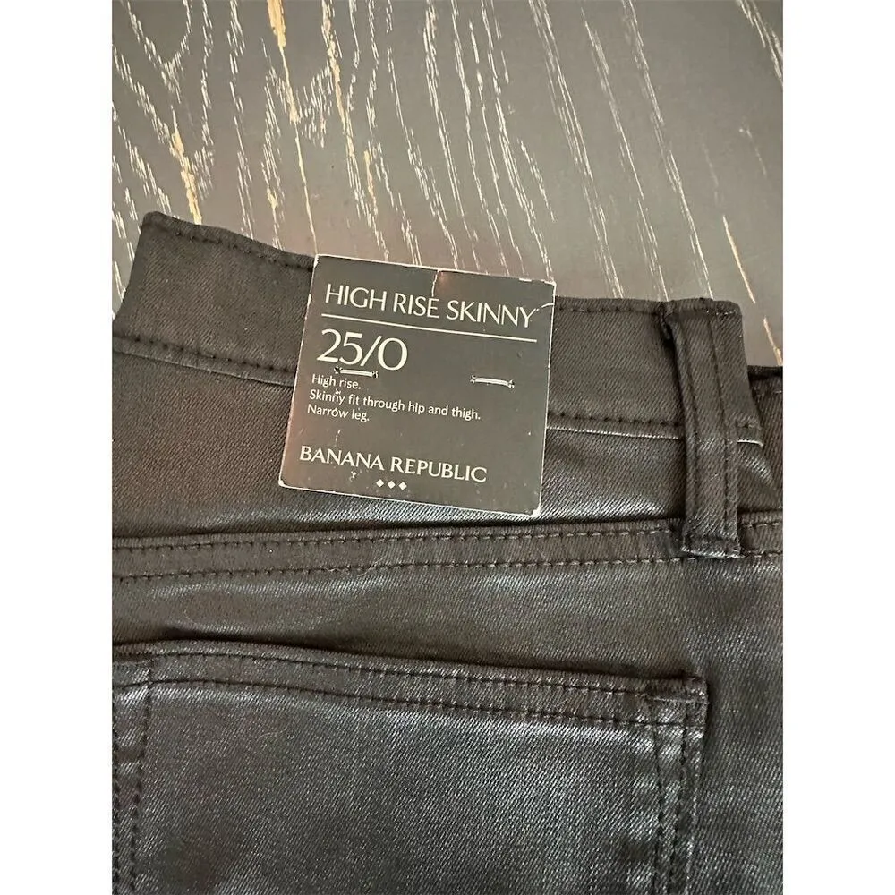 Banana Republic Women's High Rise Skinny Coated Jeans Black Size 0 - Image 4
