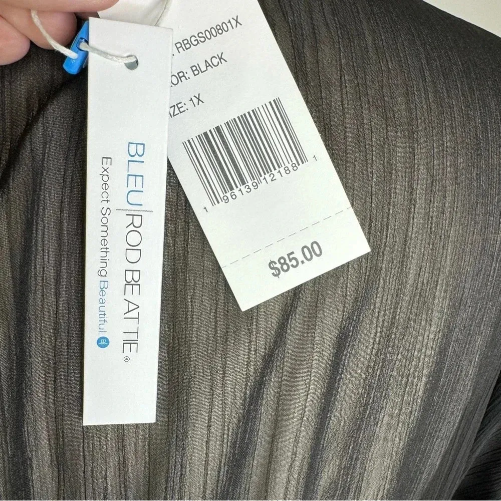 BLEU ROD BEATTIE Plus Size Gypset Chiffon Caftan Swim Cover Up Black Size 1X NWT - Image 6