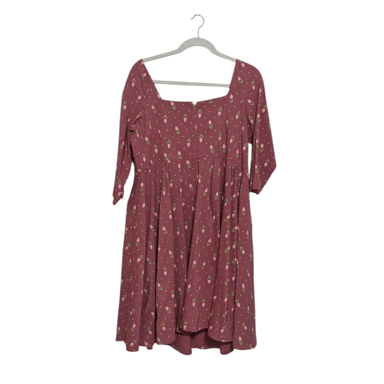 Unique Vintage Rose Pink Tulip Print Lamar Swing Dress VTG Retro Pin Up Dainty - Image 3