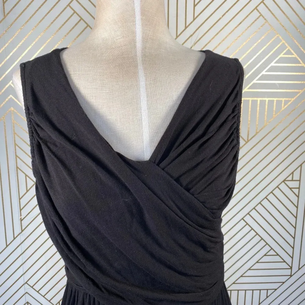 Anthropologie Girls from Savoy‎ Dress Draped Sleeveless Jersey Black Size Small - Image 3