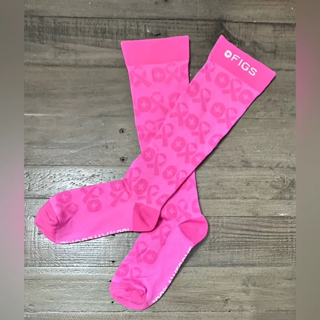 FIGS Compression Socks - Cancer Awareness 100% Awesome - Pink - Large - Image 2