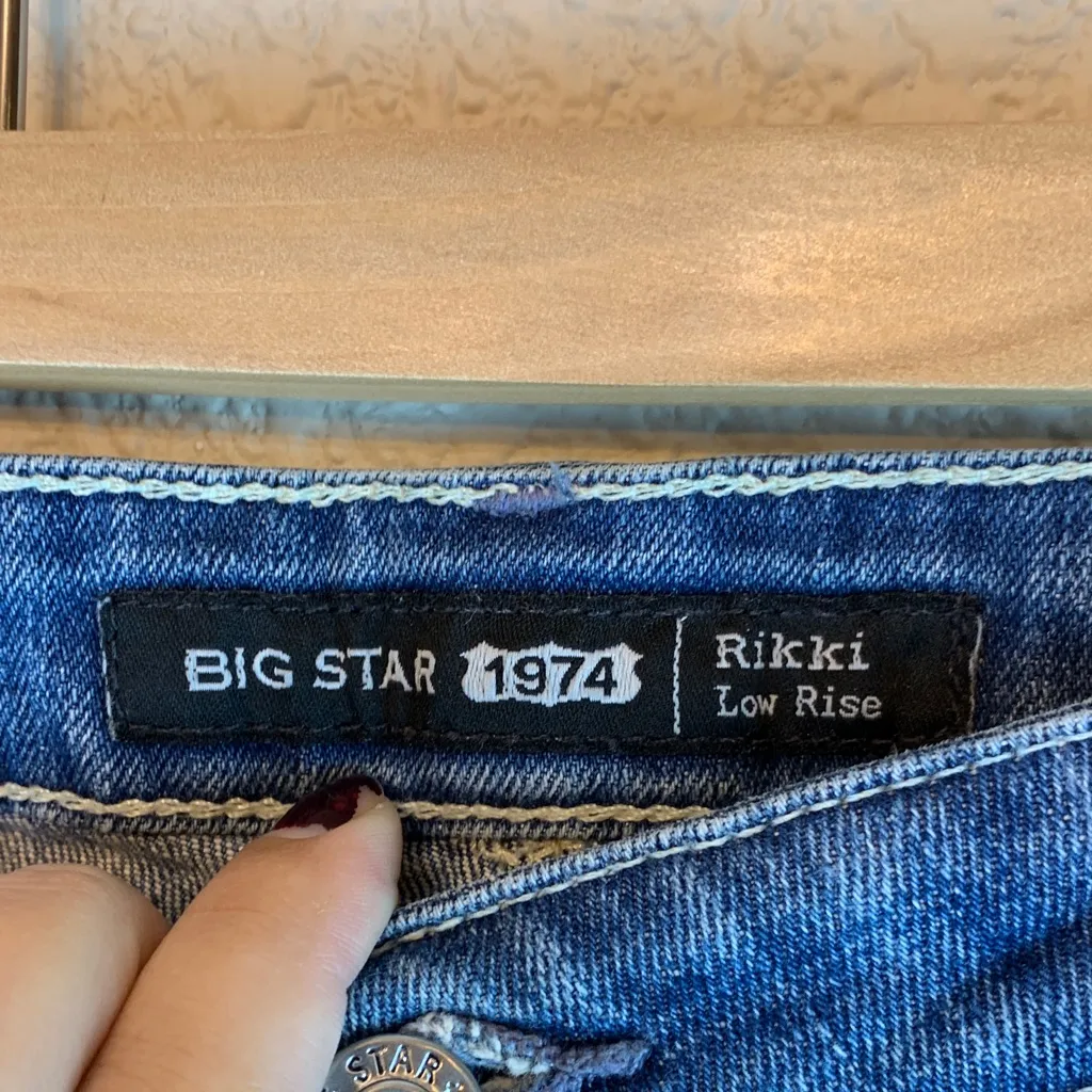 Big Star 1974 women’s Rikki low rise jean sz 32 cropped western boho medium wash Blue - Image 2