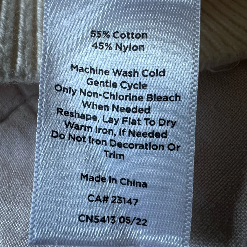 Talbots Cream Navy Trim V Neck Rib Knit Cardigan Sweater Old Money Preppy - XL - Image 8