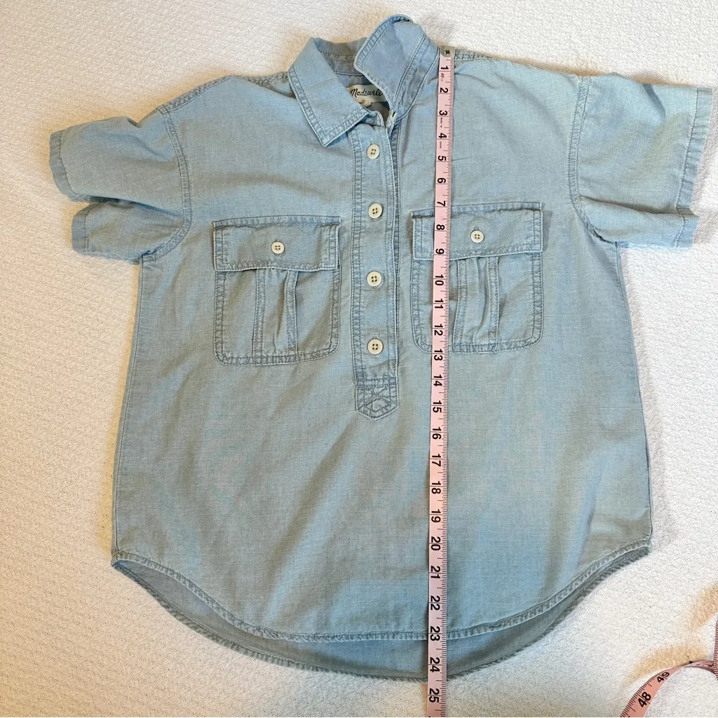 Madewell Indigo Safari Popover Shirt Denim XXS - Image 5