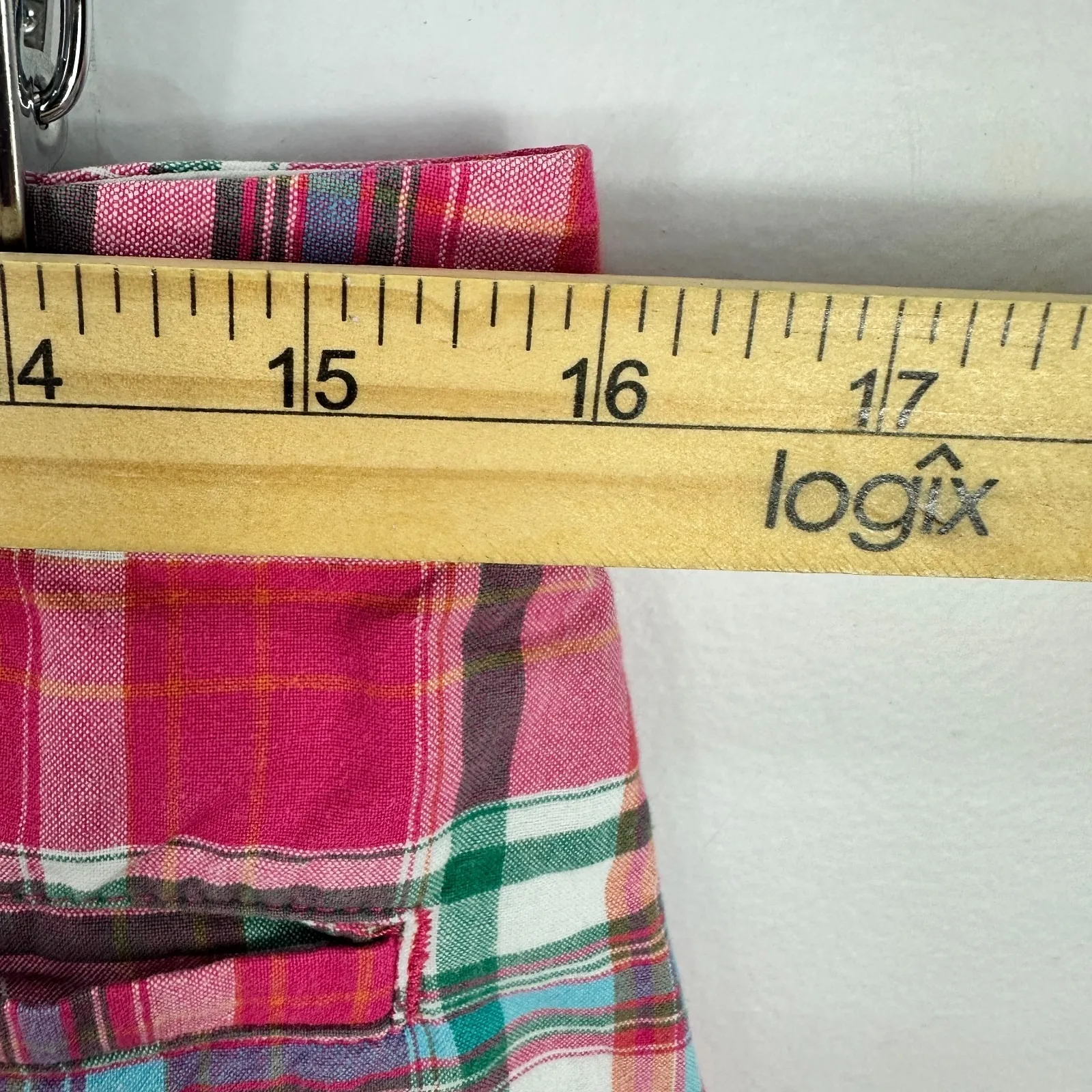 Lands' End Madras Plaid Shorts Womens 8‎ Pink Preppy Coastal Grandma Resort Y2K - Image 4