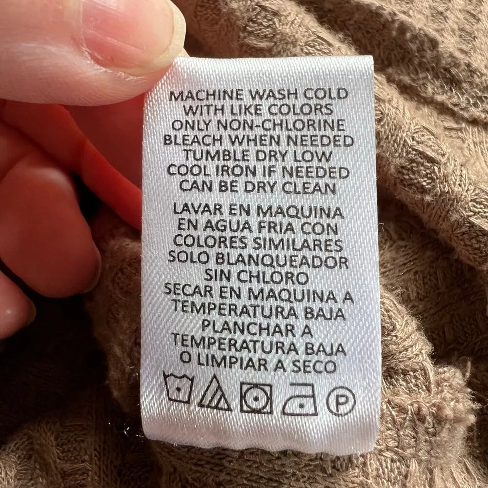 Chaser Womens Waffle Knit Pullover Swing Top Brown Long Sleeve V Neck Medium - Image 9