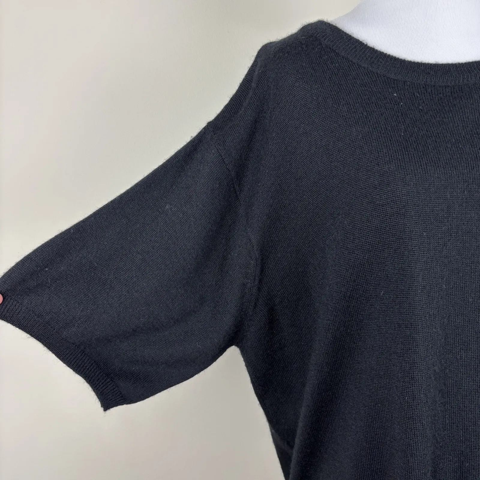 Jacque & KoKo Sweater Womens 18/20 Black Short Sleeve Wool Blend Knit Minimalist - Image 7