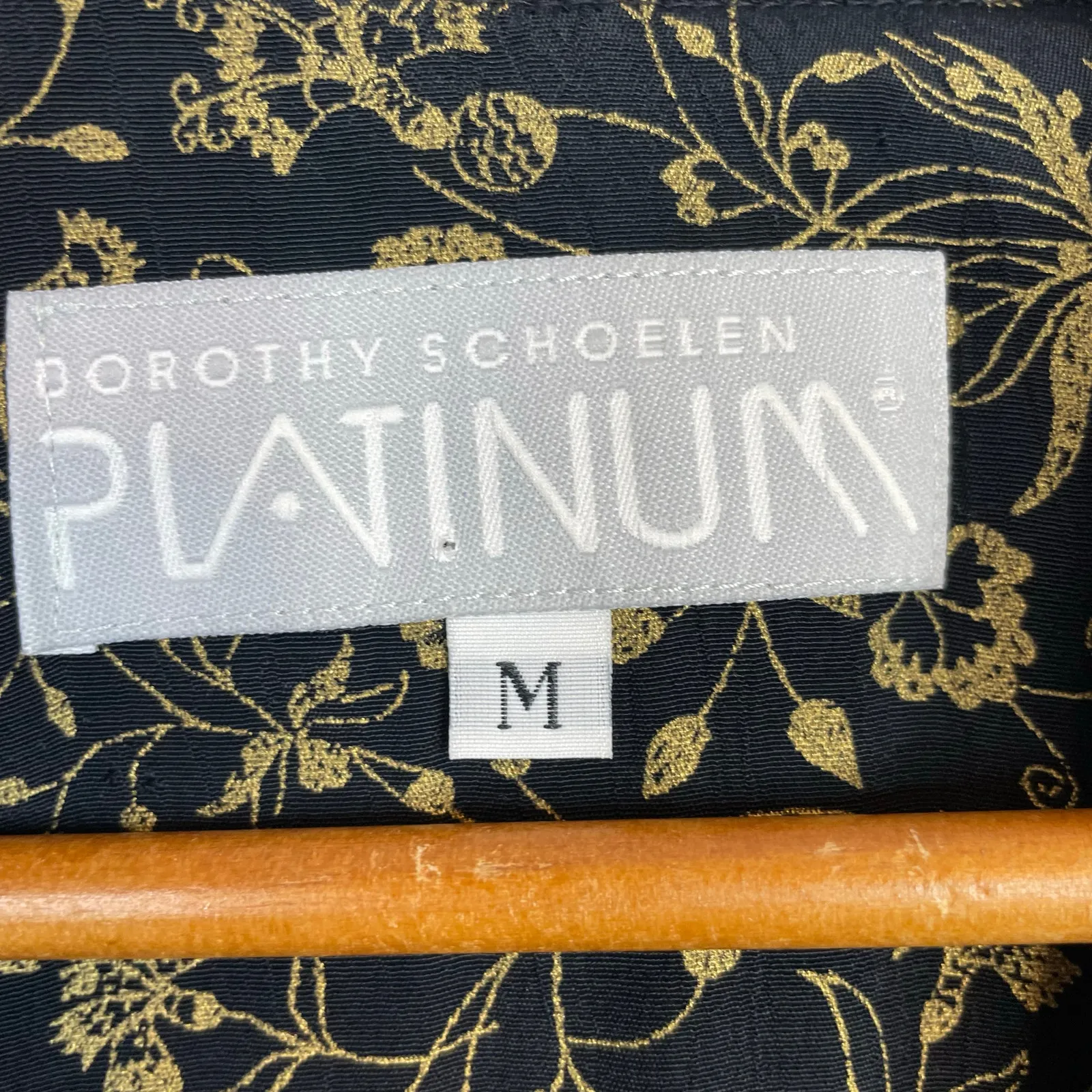 Vintage 90s Dorothy Schoelen Platinum Black Asian Art Deco Floral Open Jacket M Size M - Image 9