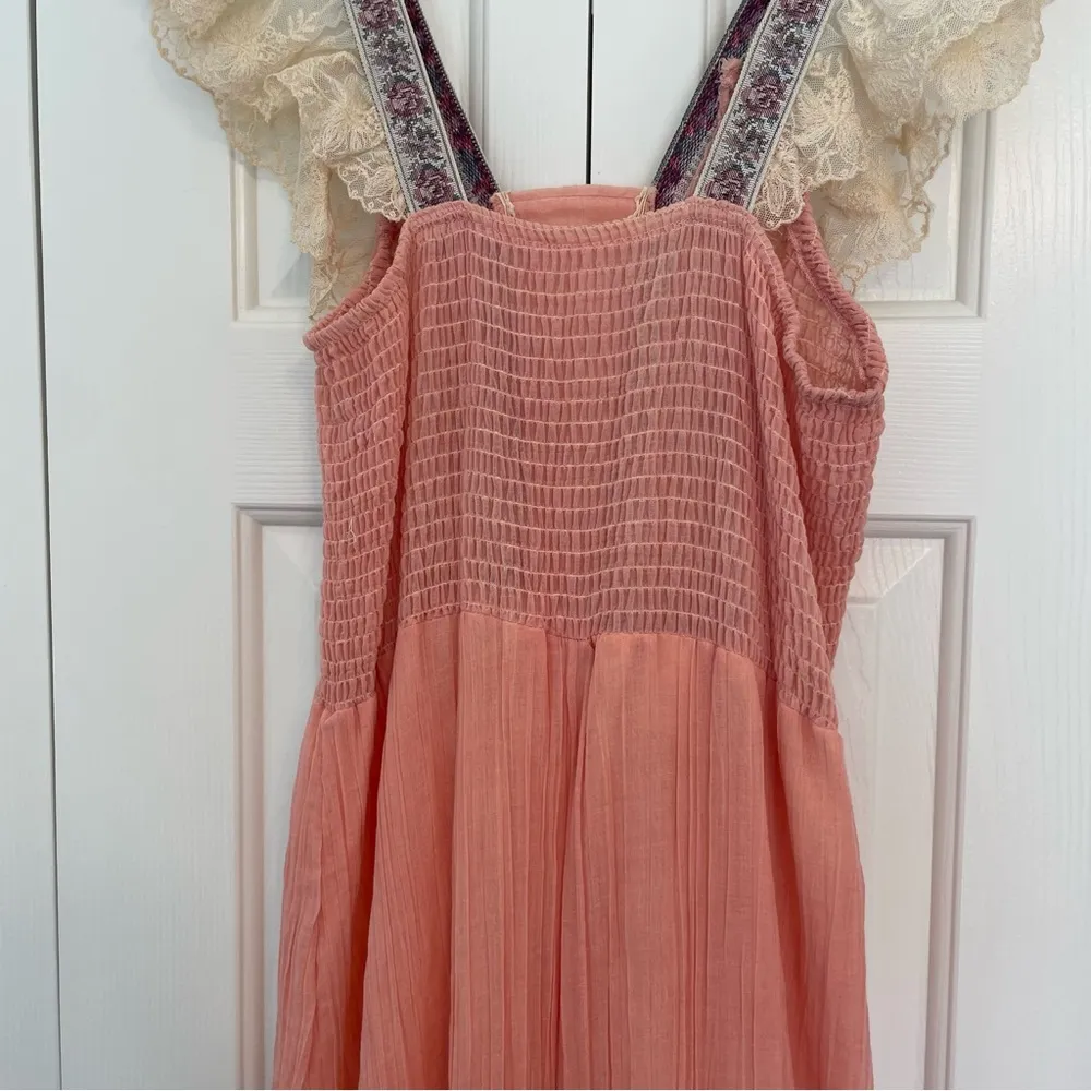 Vintage Vicky Vaughn Peasant Prairie Maxi Dress Sz M/L Lace Shoulder Pink Size M - Image 11