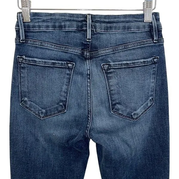 Frame Denim‎ Womens Le Mini Bootcut Jethro Whiskered Raw Hem Jeans Blue Size 25 - Image 4