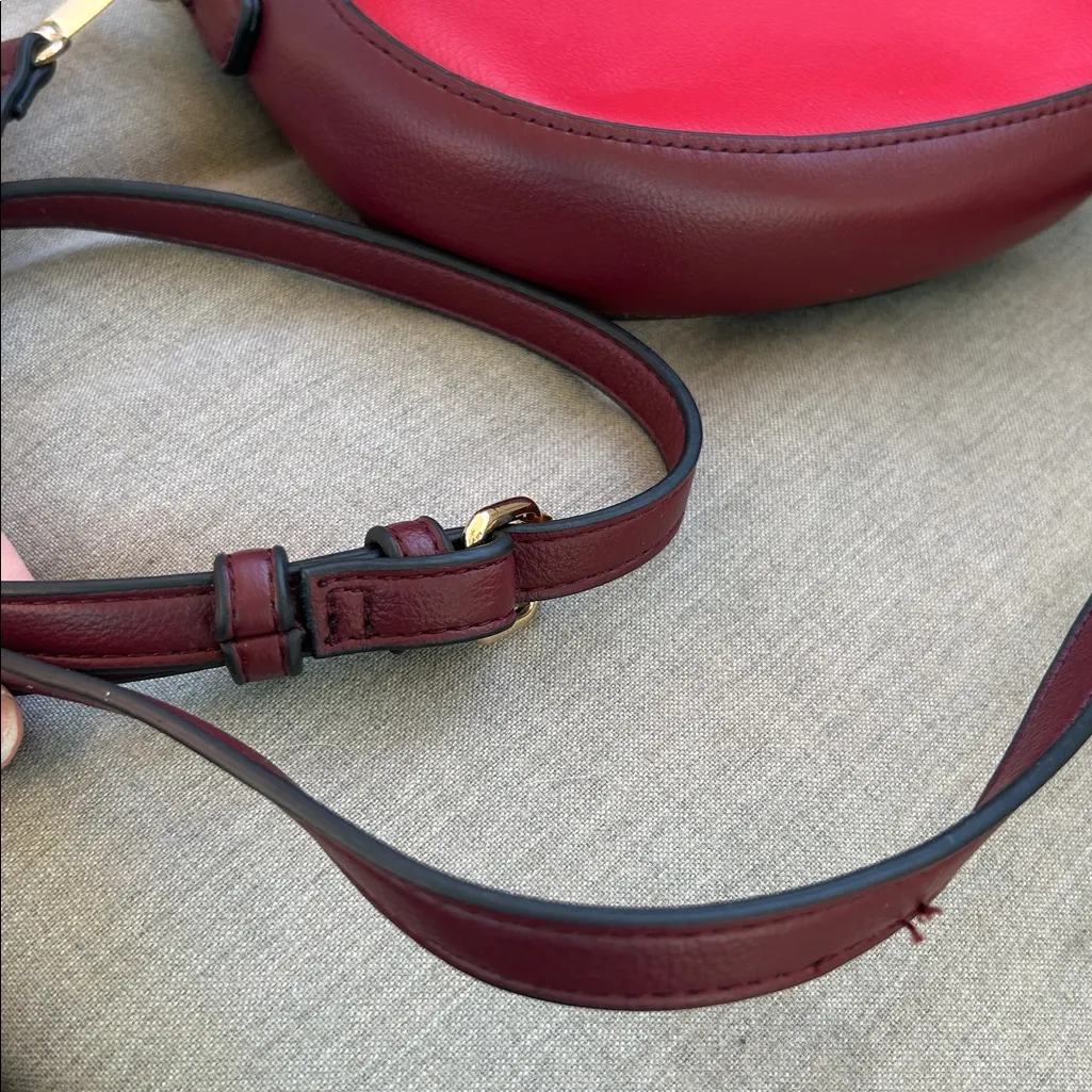 Chico's faux leather rich red ring colorblock crossbody bag bold chic glam - Image 7