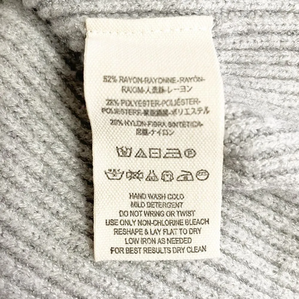 Free People Softly Structured Knit Turtleneck Oversized Gray Sweater Size XS - Image 10