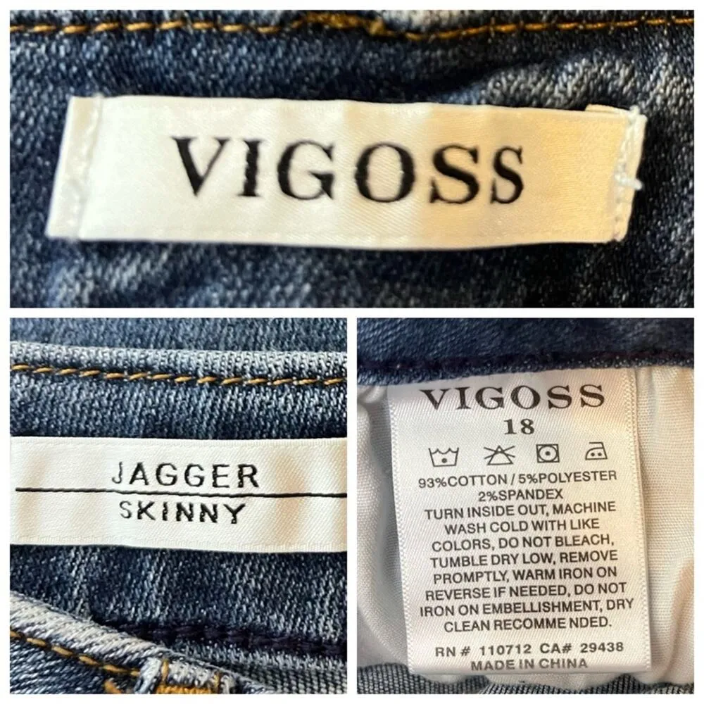 Vigoss Jeans Jagger Skinny Ankle Mid Rise Medium Wash Women’s Plus Size 18 - Image 5