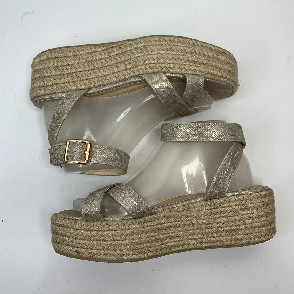 Lulus Women’s 8.5 Platform Espadrille Sandal Cobi Beige Snake Open Toe Strappy - Image 4