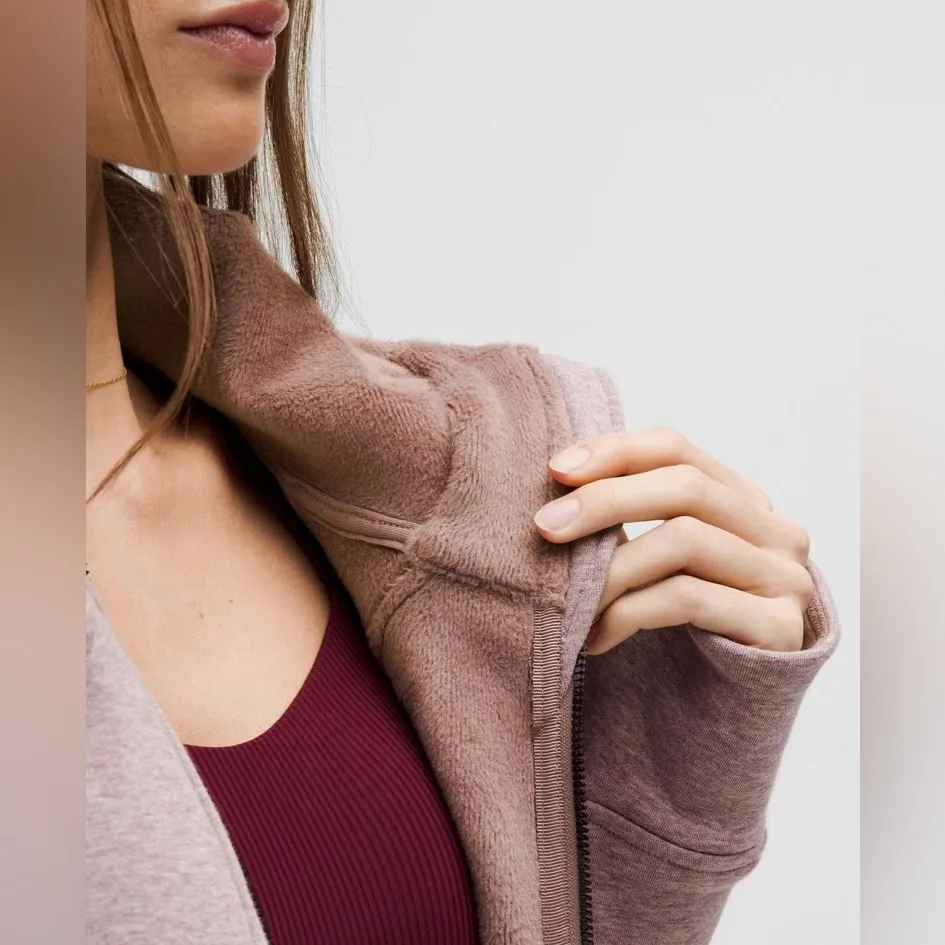 Lululemon NWT Scuba Full Zip Hoodie PLUSH Velour Heathered Twilight Rose Size 6 - Image 7