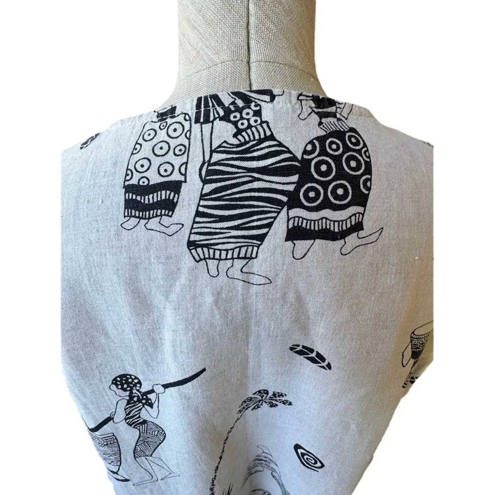 By Marc Ware Linen Tribal Print Top Large Lagenlook Boho - Image 5