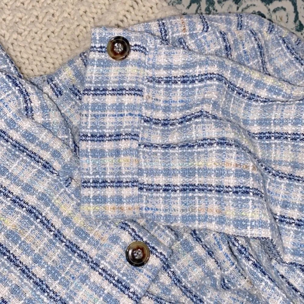 SHEIN trendy blue tweed shirt jacket size large - Image 8