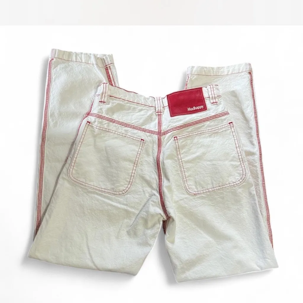Madhappy White Pants with Red Stitching - Image 2