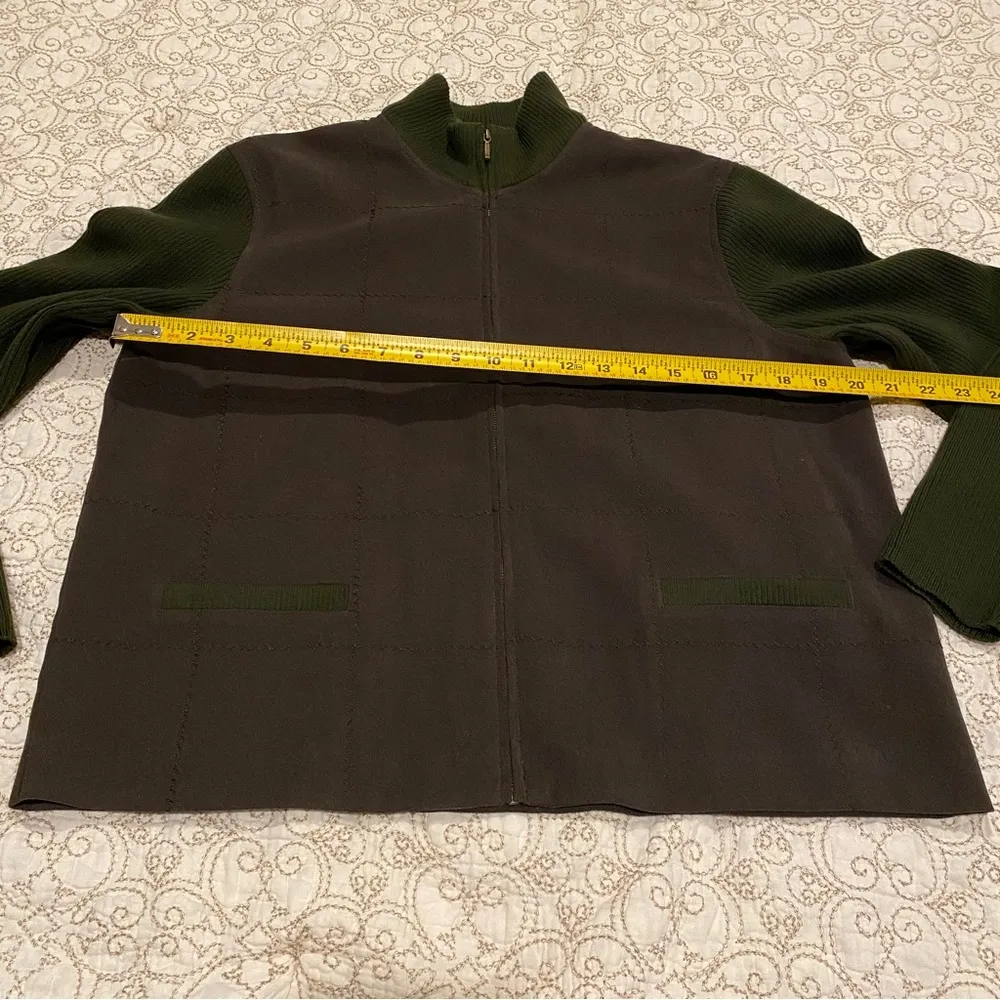 Norton Studio Zip Up Business Suit Jacket Green Size 12P - Image 6