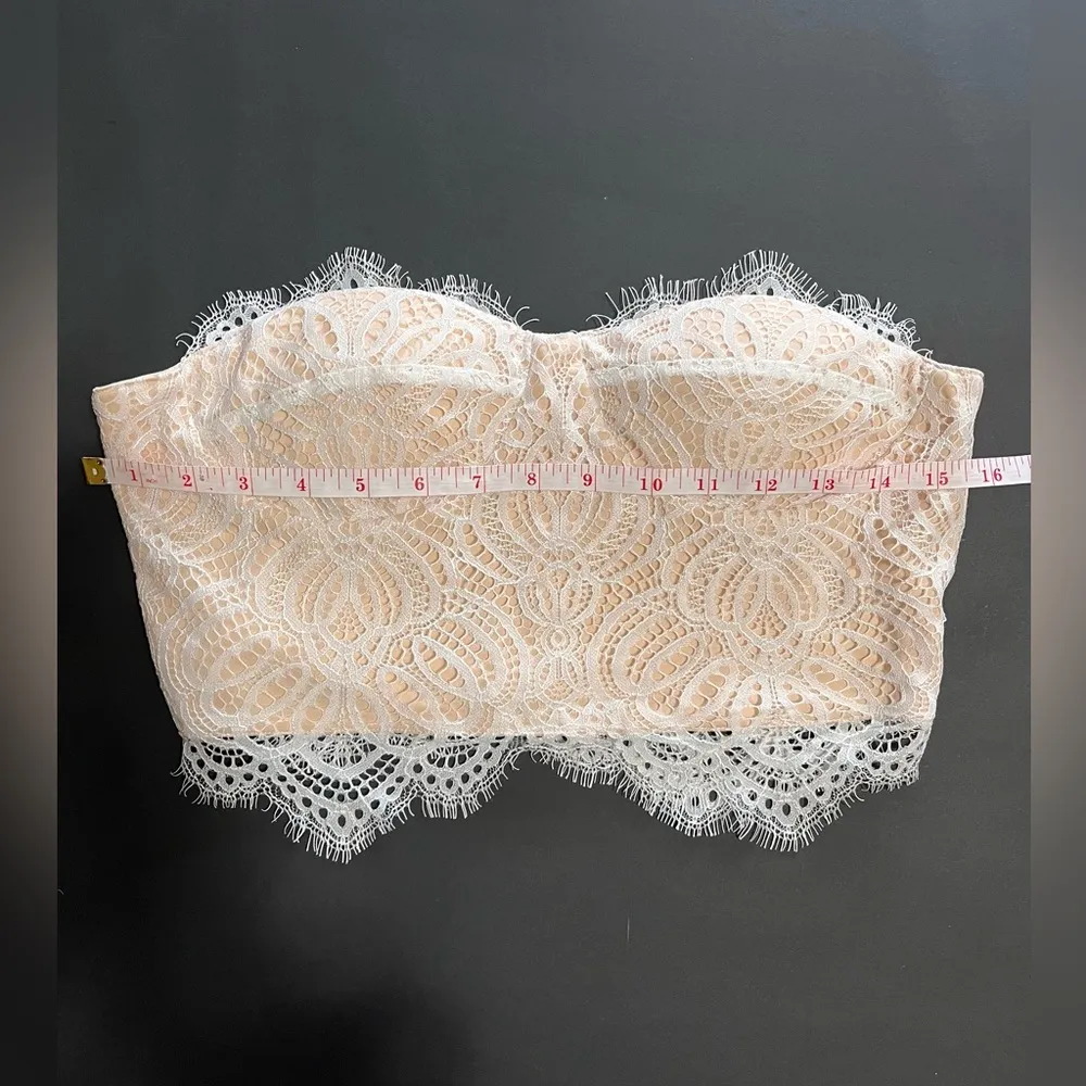 MIMOSA Corset Style Bandeau Crop Top Lace Padded Push Up Women’s Sz M EUC White Size M - Image 8