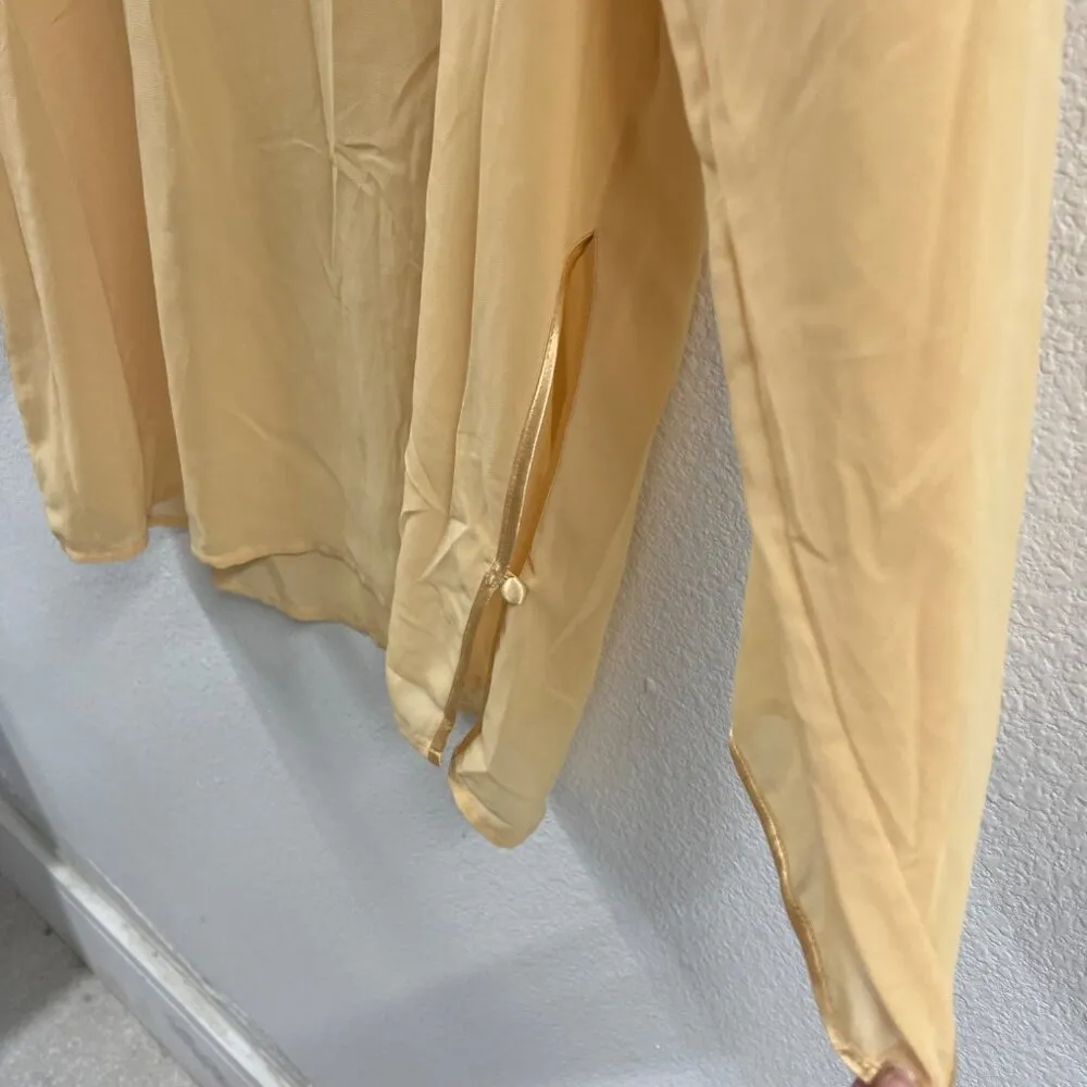 Victorias Secret Yellow Sheer Blouse With Keyhole Accent & Button Details - Image 6