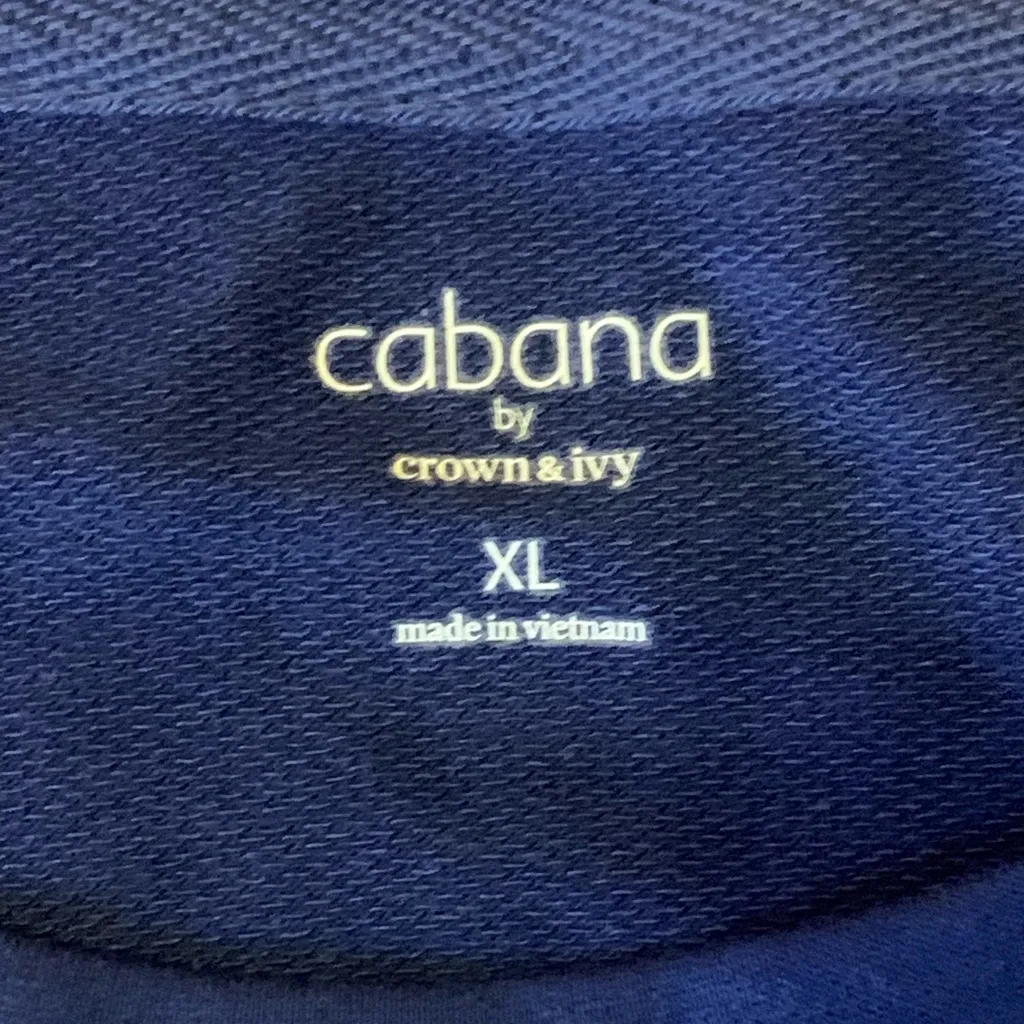 Crown & Ivy By Cabana Top XL Deep Blue Sweatshirt Stripe Long Sleeves - Image 2