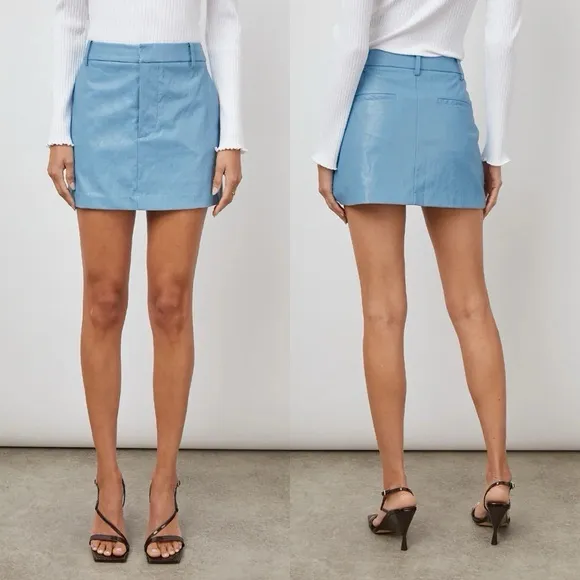 Rails Prim Faux Leather Mini Skirt Bluestone size 4 - Image 2