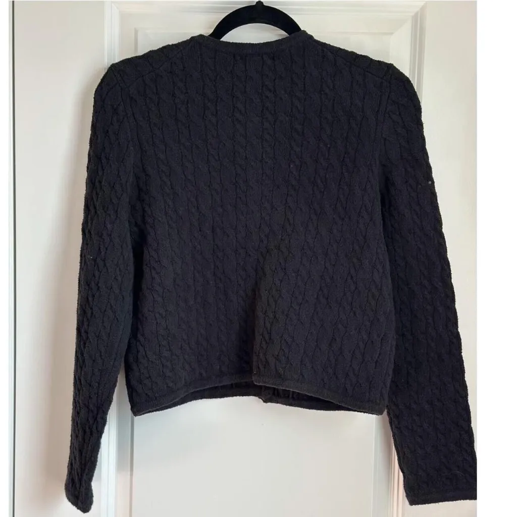 J.Crew Odette Cable Knit Sweater Lady Jacket In Black, Size Small - Image 3