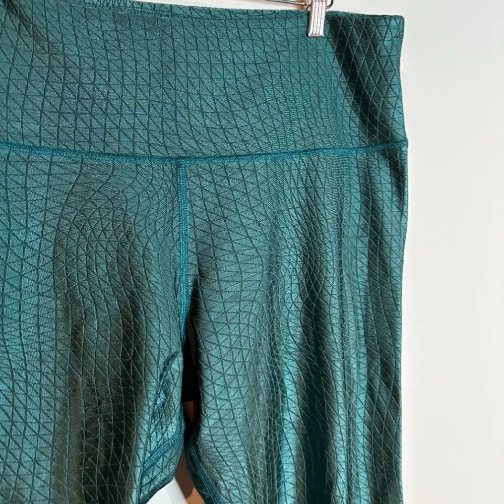 Lola Getts teal patterned metallic athletic leggings Blue Size 2X - Image 3