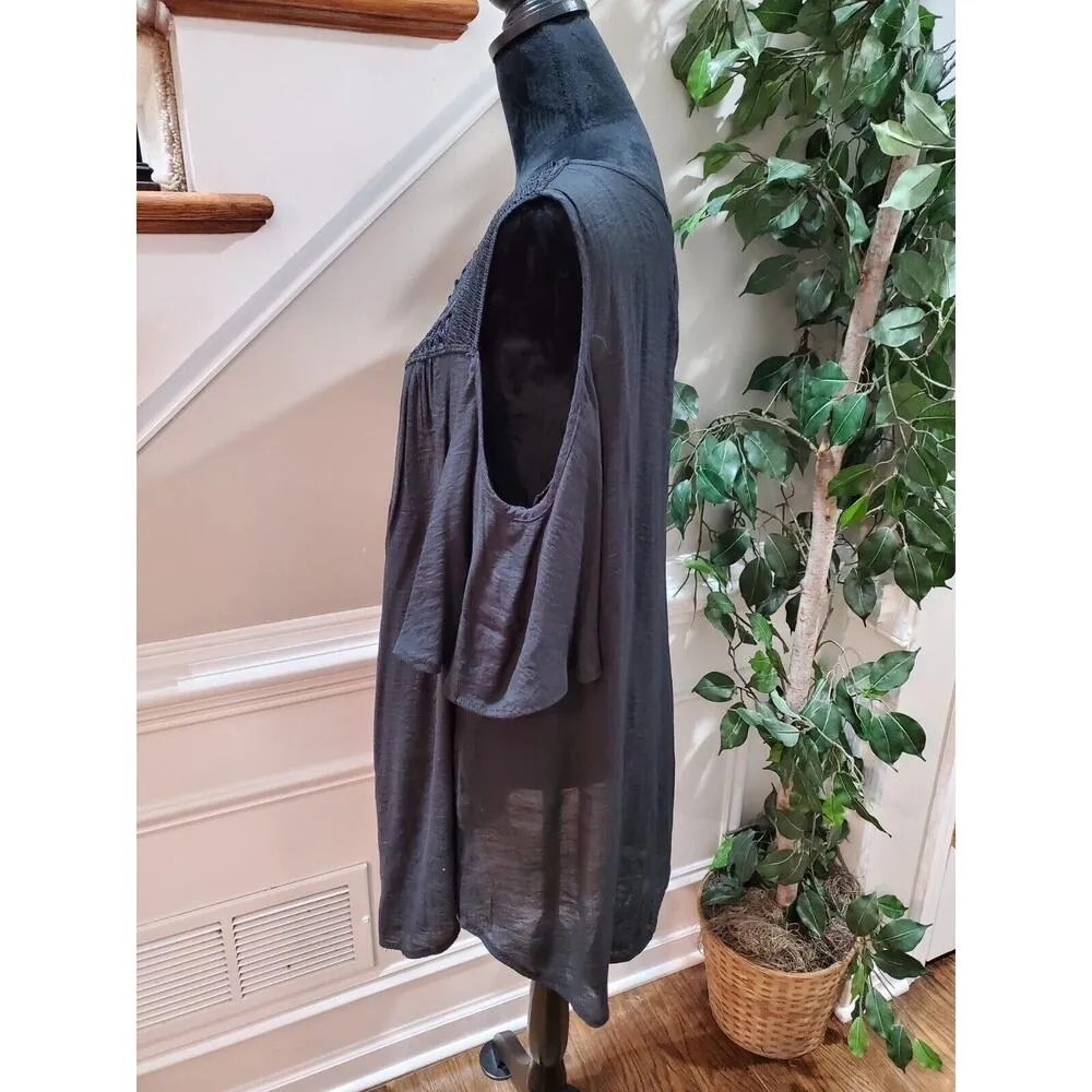 Catalina Women's Black Rayon 3/4 Sleeve Round Neck Coverup Top Blouse Size 2X - Image 5