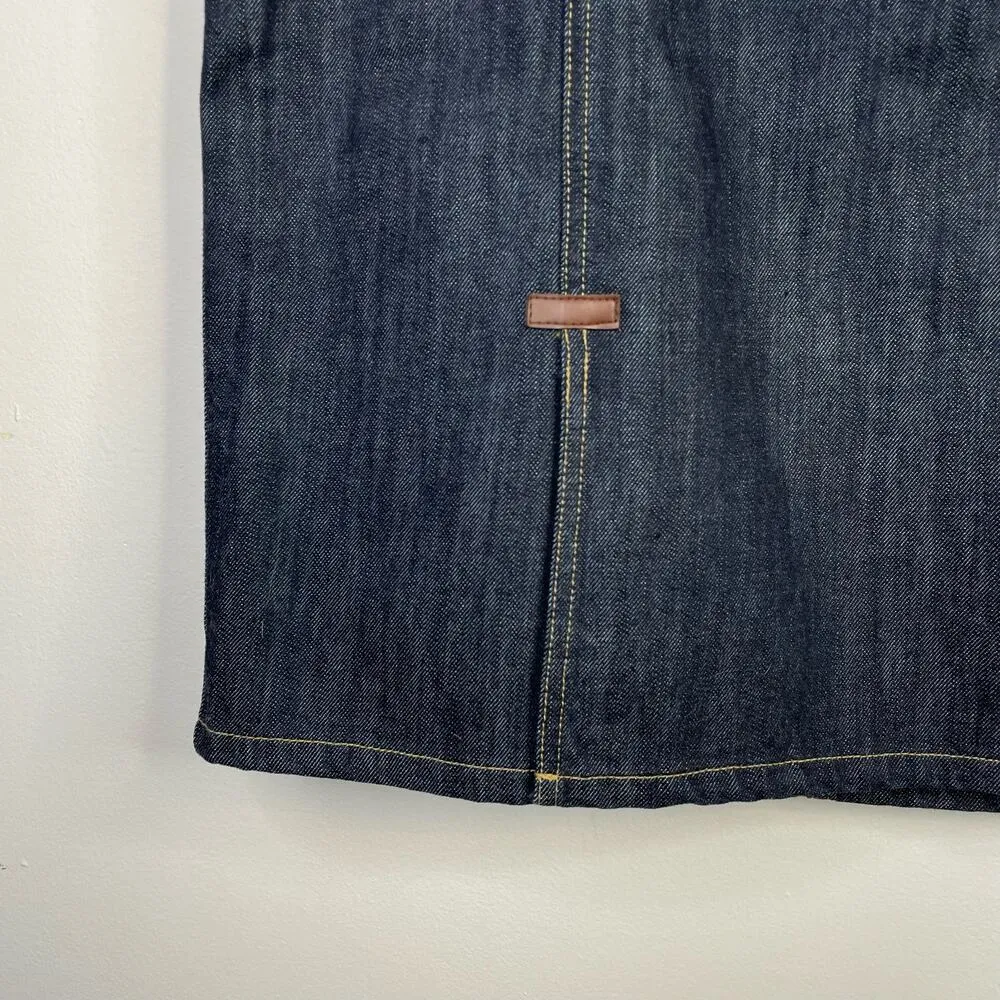 Vintage Y2K  Dark Wash Utility Denim Jean Skirt Classic Knee Length womens 12 - Image 3