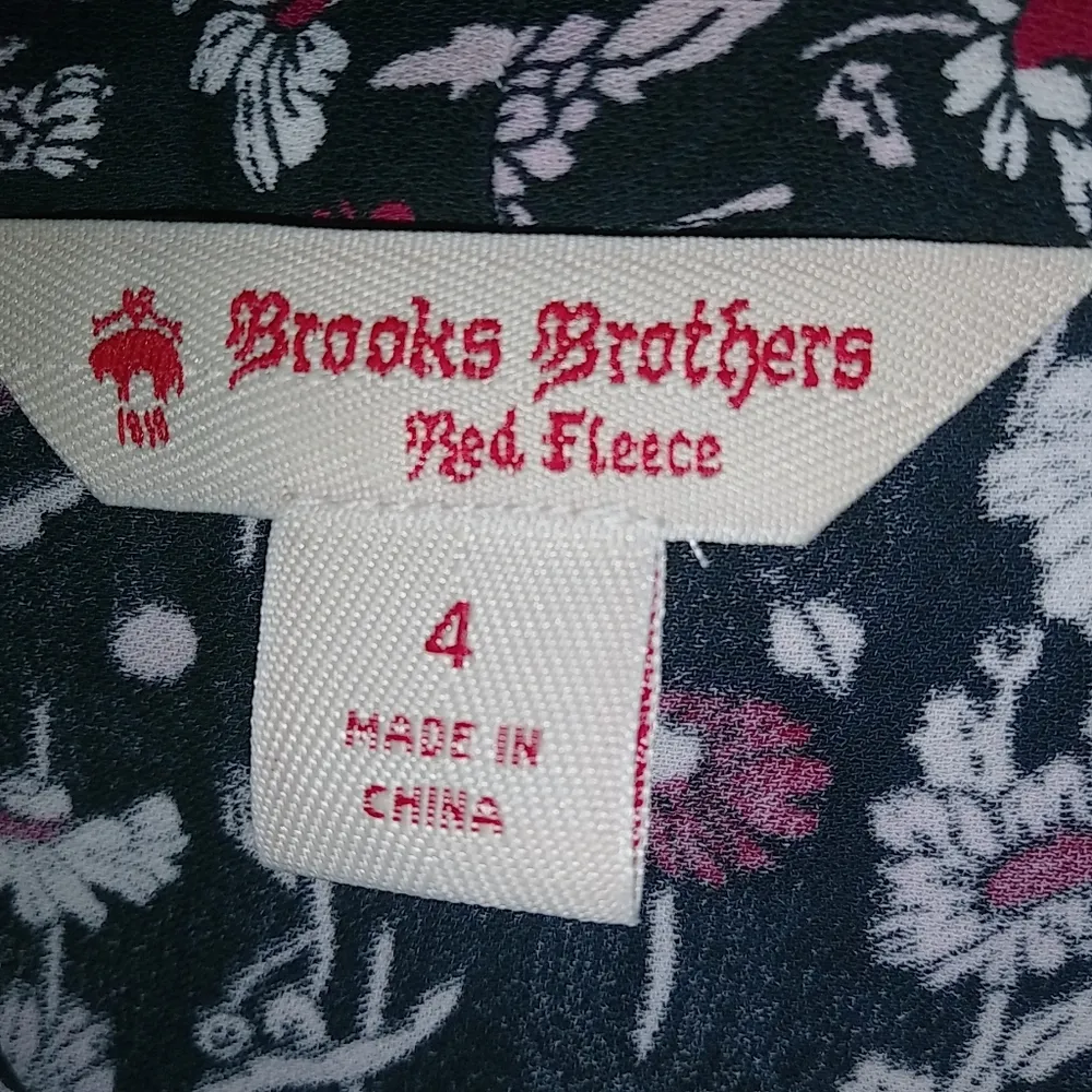 Brooks Brothers Red Fleece 4 Side Neck Sash Navy Plum Floral Top - Image 10