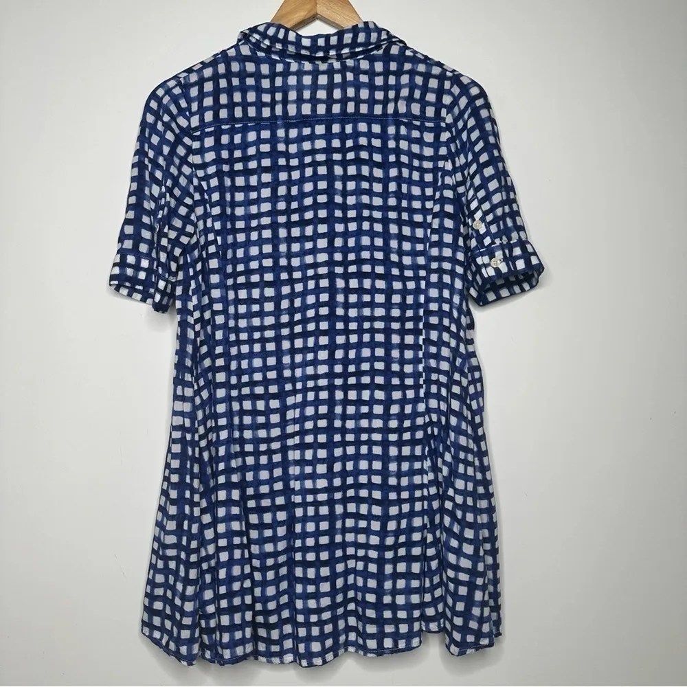 Anthropologie 11•1•TYLHO Adanne Blue Check Swing Blouse Top Size Small - Image 7