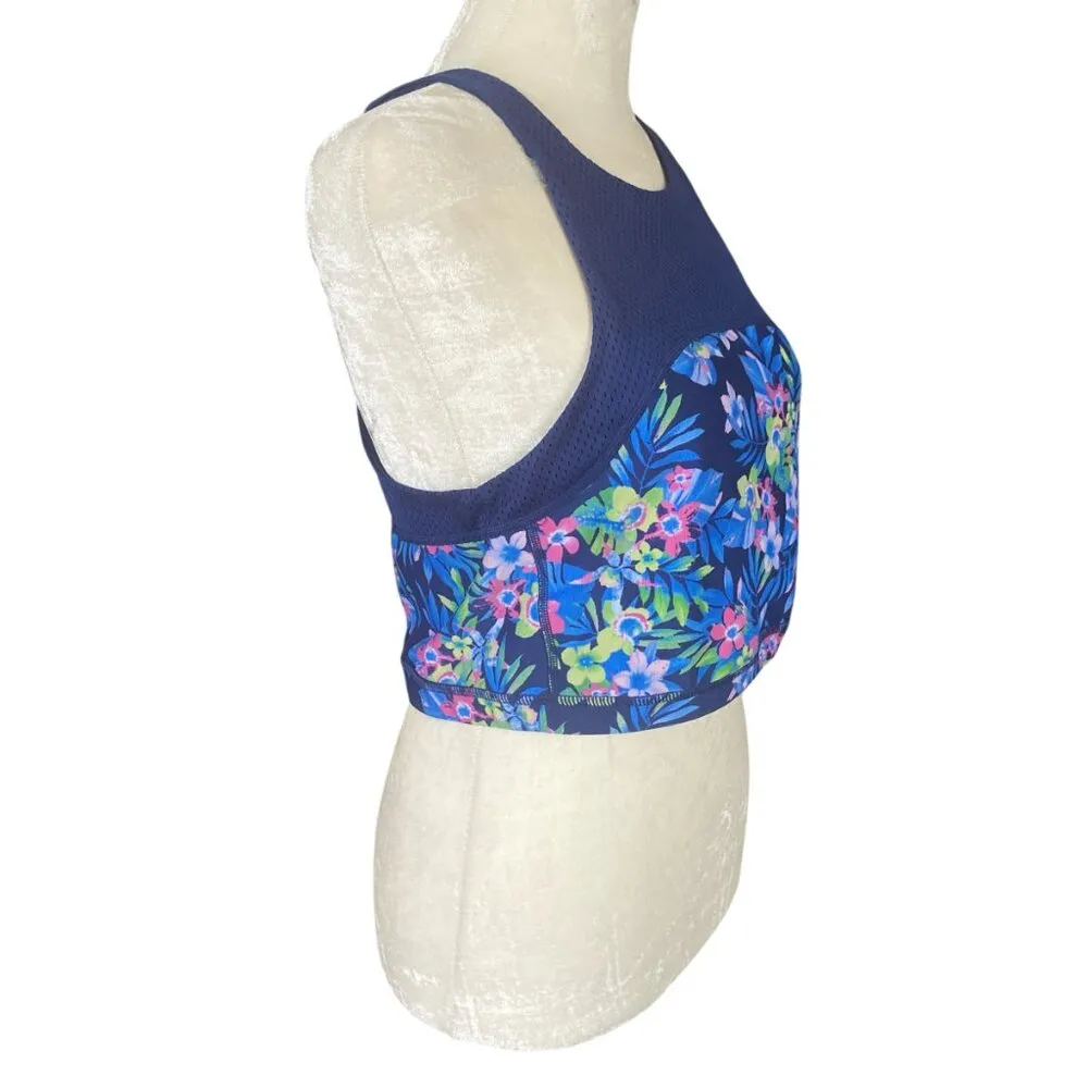 Kensie Performance quick dry blue and pink sports bra tank crop top size large - Image 2
