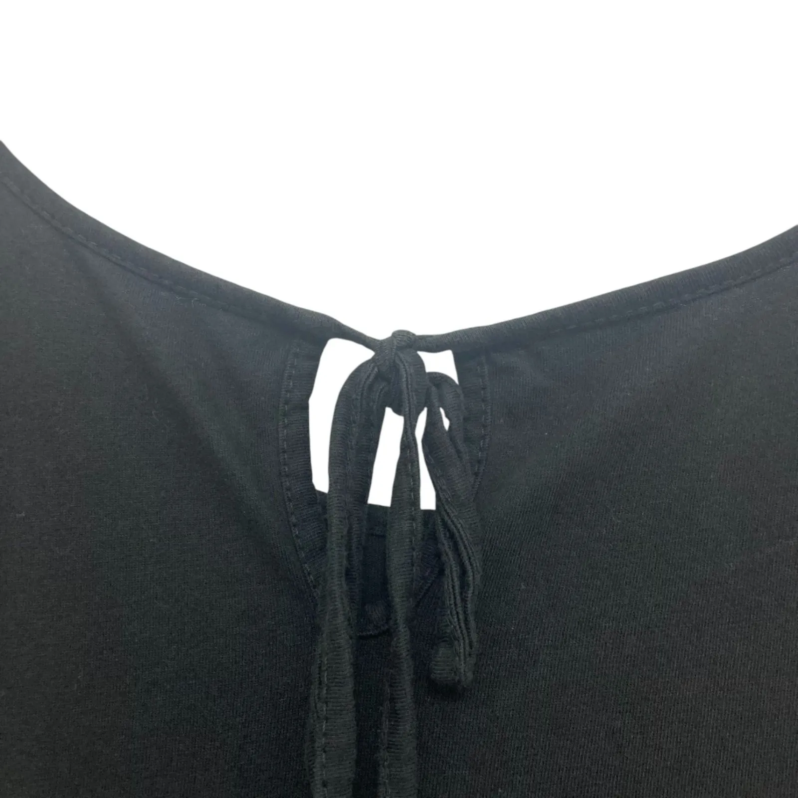 Black Tiered Cotton Midi Dress Made in Italy Size 4 Casual Boho Ruffle Sleeve - Image 10