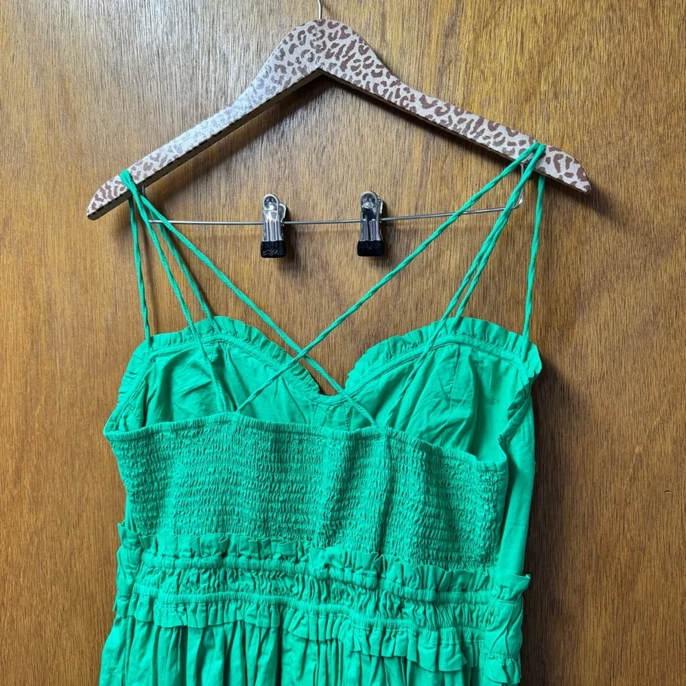 NEW Anthropologie Corset Sleeveless Tiered Midi Dress Kelly Green Medium M NWT - Image 7