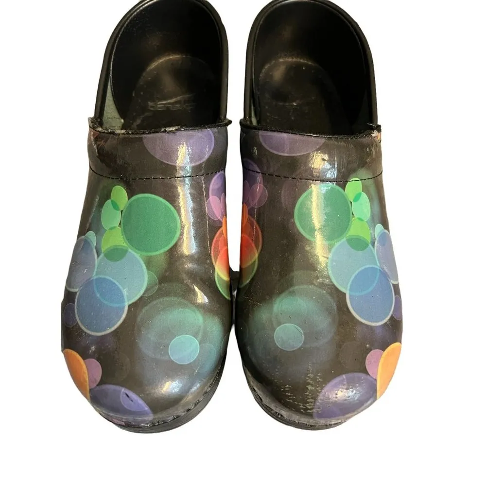 Dansko Clogs Bubbles Black Patent Leather Shoes Size 38 Sz 7.5/8 SEE PICTURES - Image 3