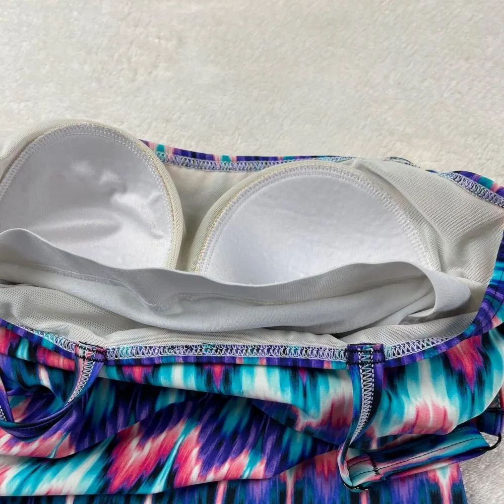 Croft & Borrow Tankini‎ Swim Top Womens Sz 6 Purple Ruched Built In Bra Swimsuit - Image 7