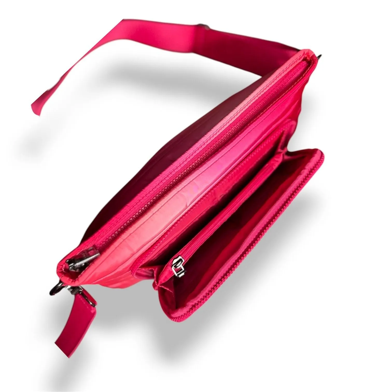 New Think Royln Bank Street XL Crossbody Bag Pink Fuchsia Ombre Quilted RFID - Image 14