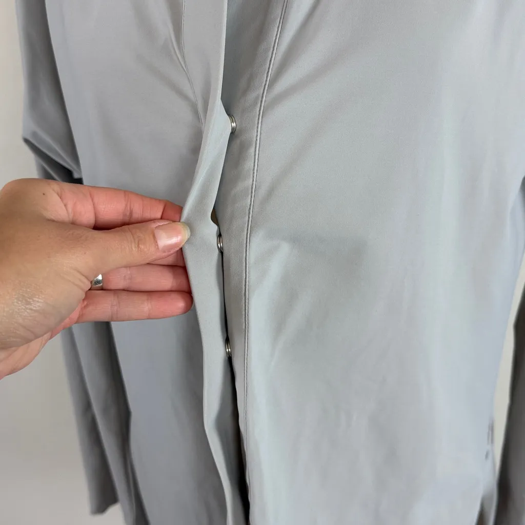 ADAY Something Borrowed Shirt Nylon Stretch in Oyster Grey Size Large - Image 4