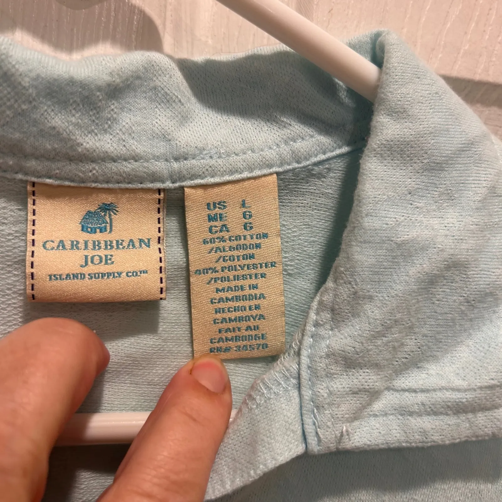 Caribbean Joe Island‎ Supply Co Womens Polo Shirt Size L Blue Floral Embossing - Image 8