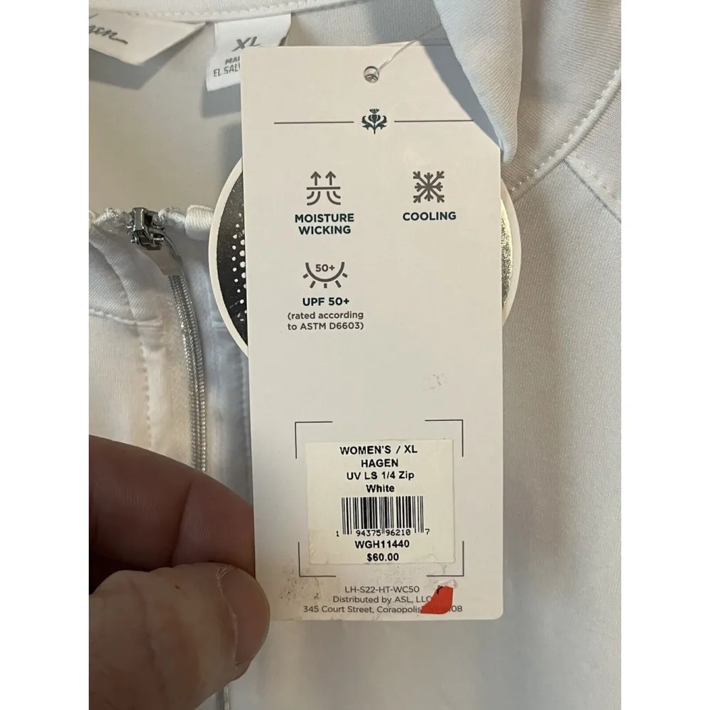 Lady Hagen Jacket Womens XL White Pull Over Quarter Zip UV Long Sleeve Golf NWT - Image 8