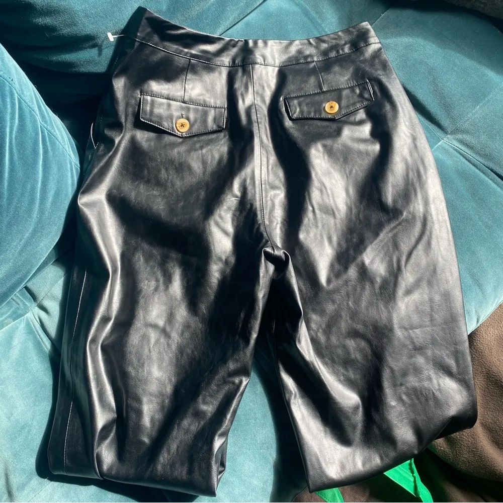 BLANKNYC Faux Leather Pleated Trousers - Black - Size 27 - Image 5