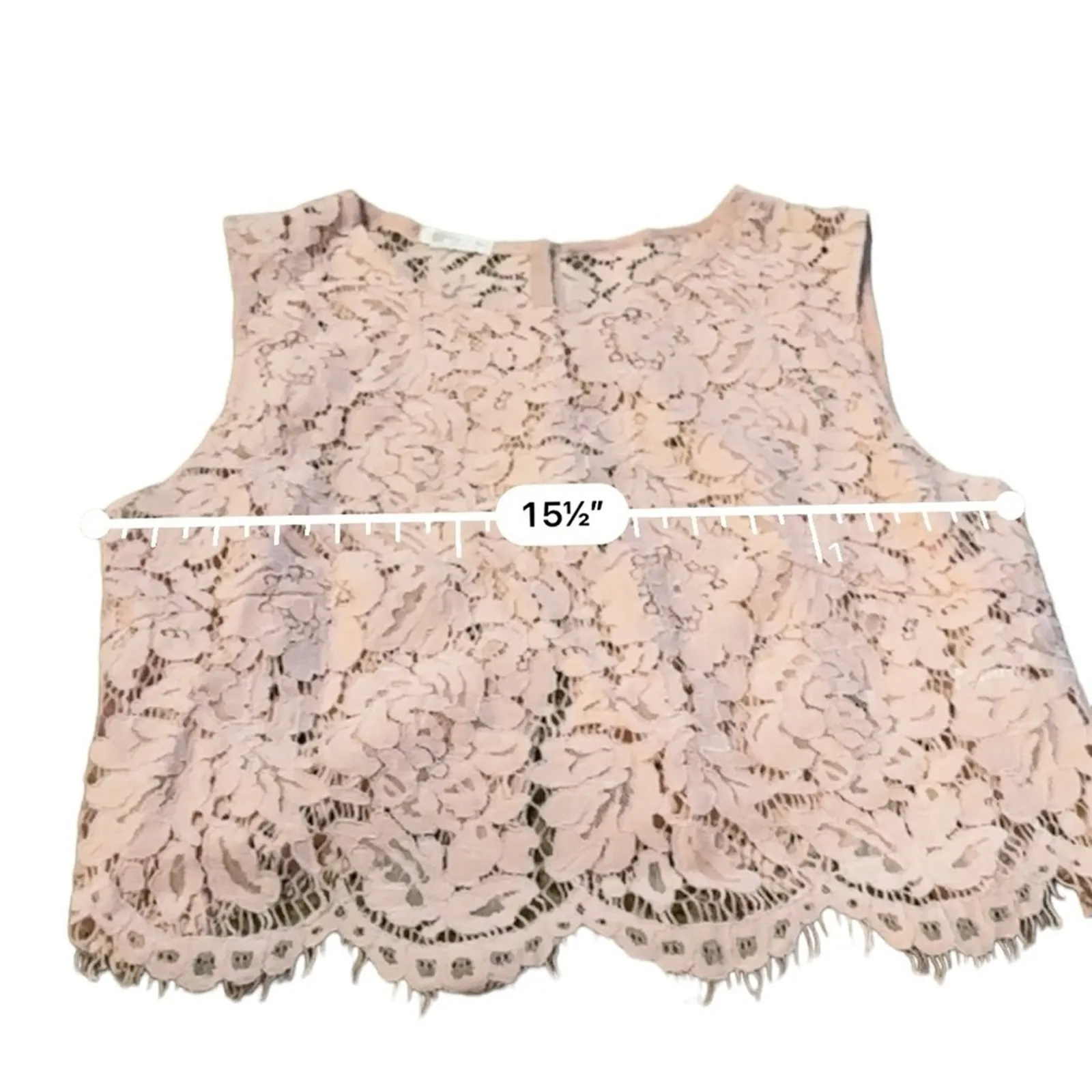 Jenny Yoo Cleo‎ Pink Lace Snap Back Layover Cropped Top Sz XS - Image 7