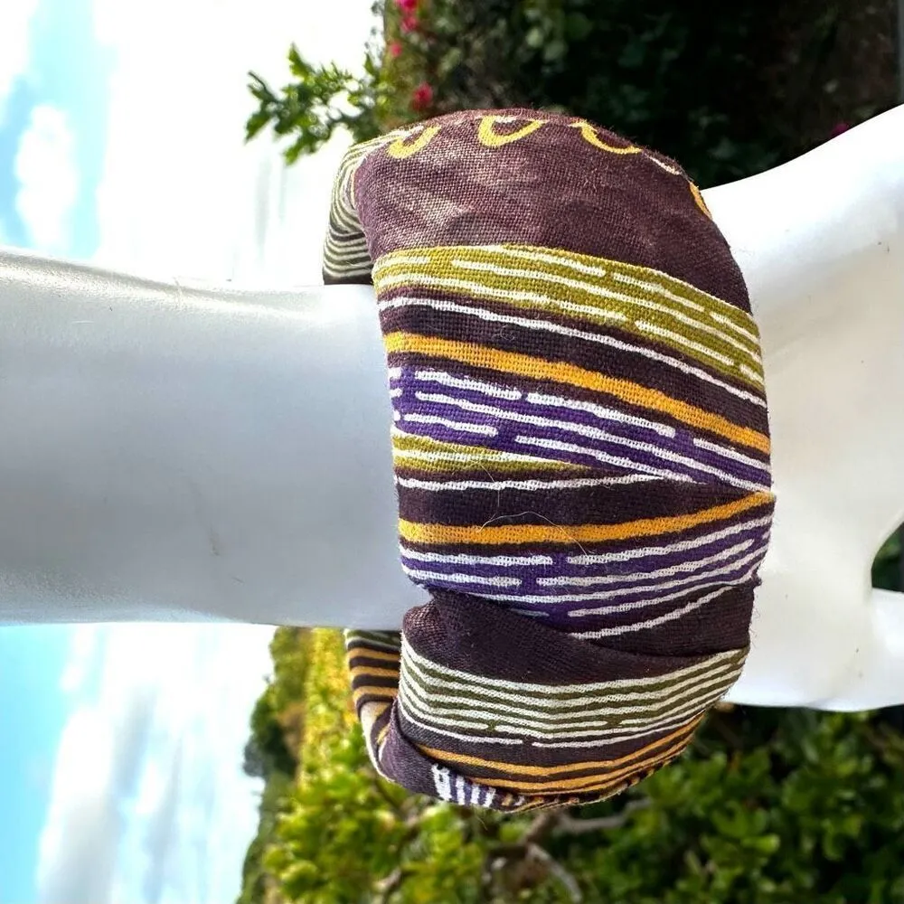 Fabric covered wide bangle bracelet - Image 2